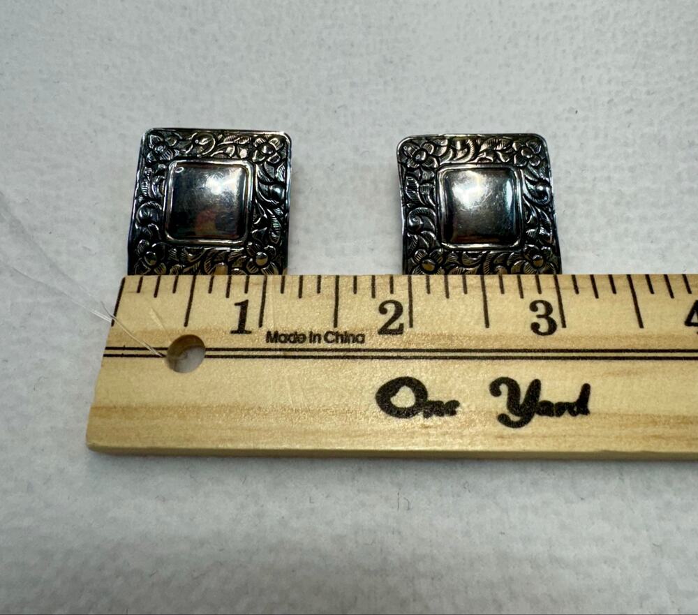 Square Handmade Sterling Silver Earrings western boho concho Southwestern 0067